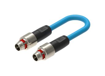 LUMBERG AUTOMATION RP12M-MSSV8X-RP12M-MSSV8X-0552-0100 Sensor Cable, Railway Push Pull, X Code, M12 Plug, M12 Plug, 8 Positions, 1 m, 3.3 ft 935300405