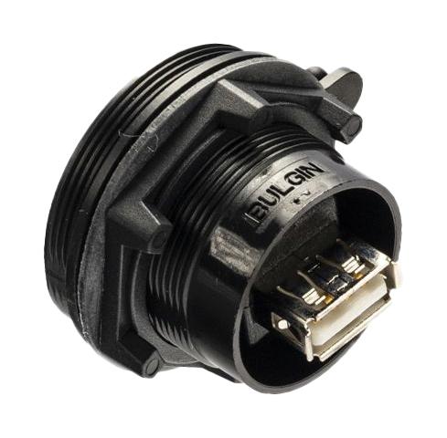 BULGIN LIMITED PX0842/AA USB Adapter, 4 Contacts, USB Type A Receptacle, Sealed, USB Type A Receptacle, USB 2.0, IP68, IP69K