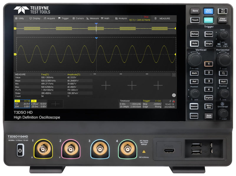 TELEDYNE LECROY T3DSO1104HD Digital Oscilloscope, T3DSO1000HD Series, 4 Analogue, 100 MHz, 2 GSPS, 100 Mpts, 3.5 ns