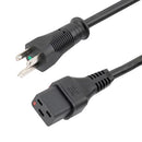 L-COM C19LHGN515P-15-10F PWR CORD, NEMA 5-15P-IEC C19, 10