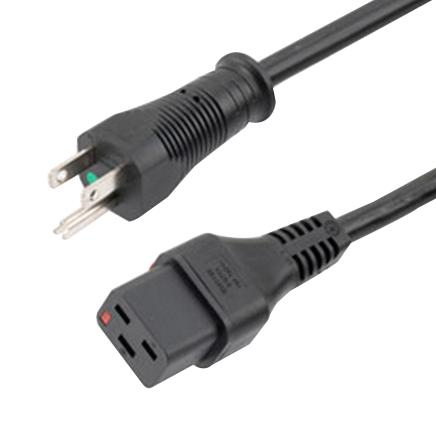 L-COM C19LHGN515P-15-10F PWR CORD, NEMA 5-15P-IEC C19, 10