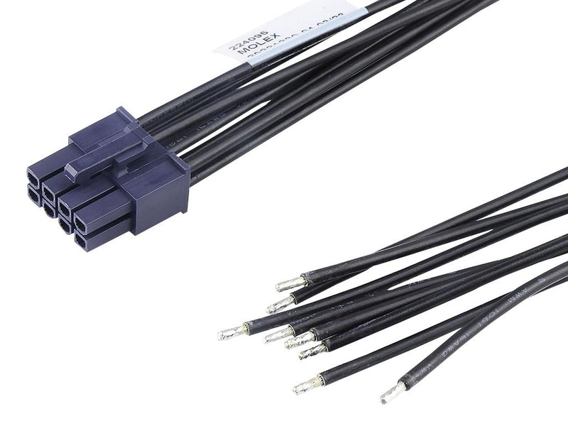 MOLEX 224095-1084 Cable Assembly, Mini-Fit Versa Receptacle to Free End, 8 Ways, 4.2 mm, 2 Row, 600 mm, 23.6 "