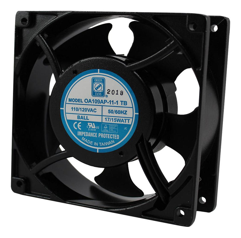 ORION FANS OA109AP-11-1TB AC Axial Fan, 115V, Square, 120 mm, 38 mm, Ball Bearing, 104 CFM