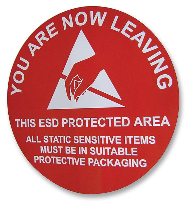 CORSTAT CONTAINERS EXIT FLOOR SIGN UK Safety Sign, Prohibition, Attention You are Now Leaving an ESD Protected Area, PC (Polycarbonate)