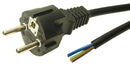 MULTICOMP PRO MP-FCR72036 Mains Power Cord, PVC, Schuko Style, CEE 7/7 Plug to Free End, 2.5 m, 16 A, 250 VAC, Black