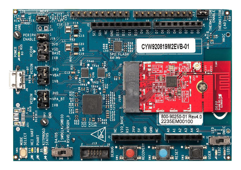 INFINEON CYW920819M2EVB-01 Evaluation Board, CYW20819, Bluetooth Low Energy, SoC, BLE Radio Card CYW920819M2IPA1, USB Cable