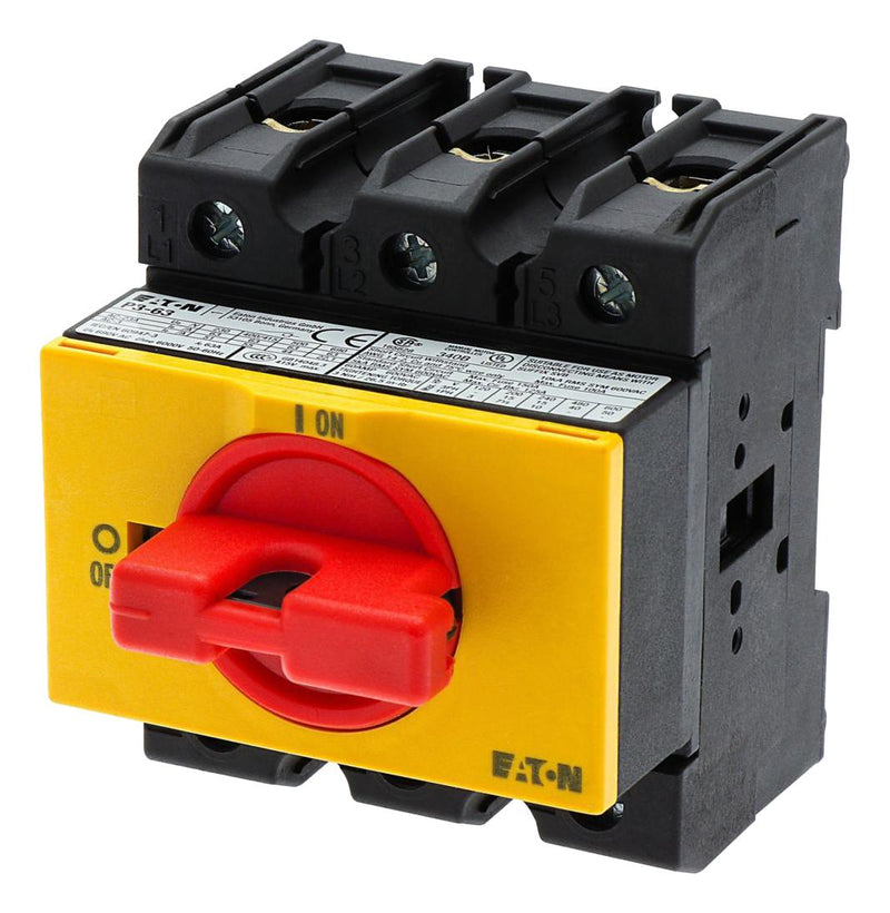 EATON MOELLER P3-63/IVS-RT Switch Disconnector, On-Off, 3 Pole, 690 V, 63 A, IP30, Screw, DIN Rail Mount