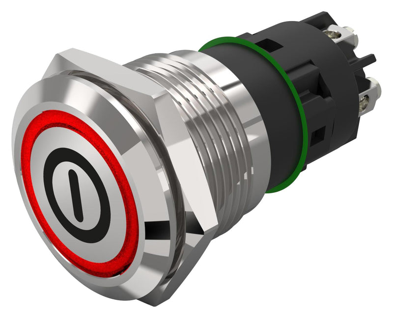 EAO 82-5152.2113.B001 Vandal Resistant Switch, On/Off, 82 Series, 19 mm, SPDT, Maintained, Round Flat Flush, Natural