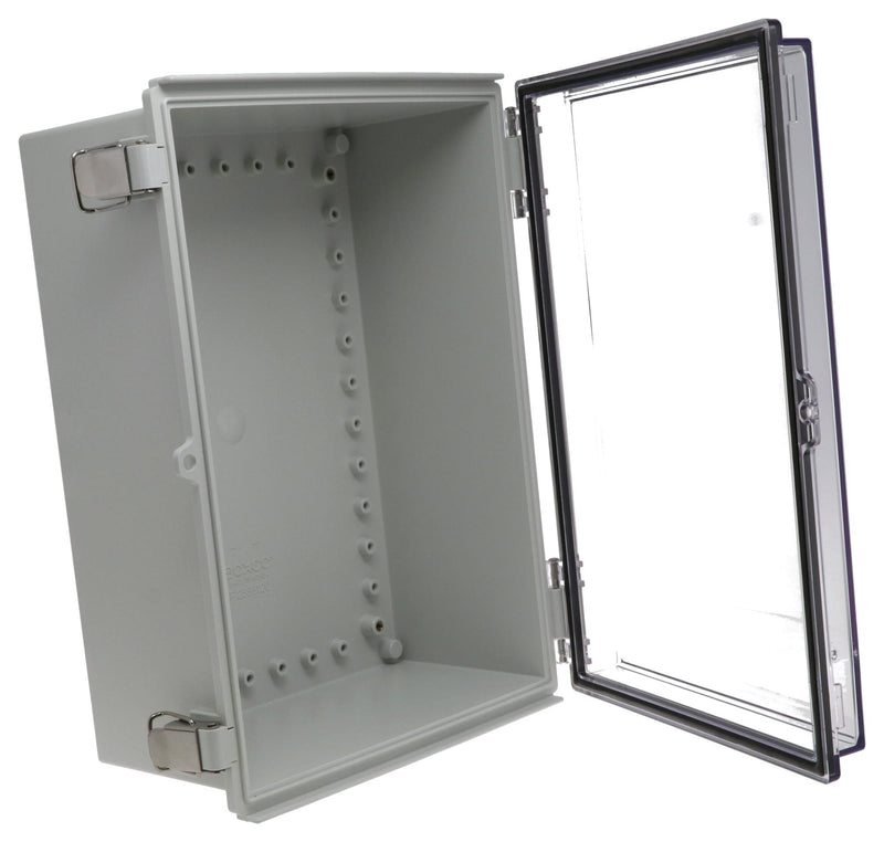 BUD INDUSTRIES PTQ-11053-C ENCLOSURE, PC/GFR, GRAY/CLEAR