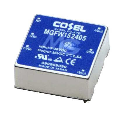 COSEL MGFW154812 Isolated Through Hole DC/DC Converter, ITE, DIP, 4:1, 15.6 W, 2 Output, 12 V