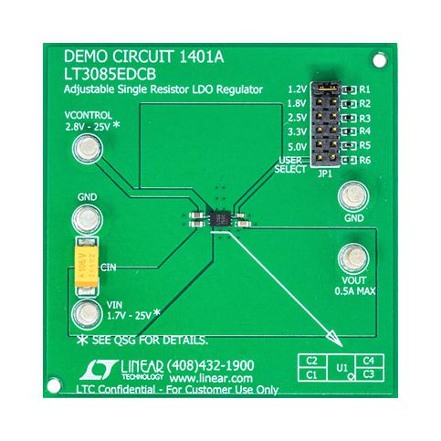 ANALOG DEVICES DC1401A Demonstration Board, LT3085EDCB, 0.5A, Low Dropout Linear Regulator