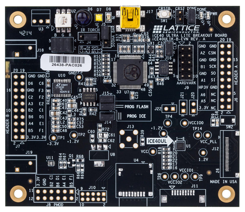LATTICE SEMICONDUCTOR ICE40UL1K-B-EVN Breakout Kit, iCE40UL1K-CM36A, iCE40 UltraLite, FPGA, WLCSP-36