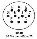 ITT CANNON KPT01E12-10P Circular Connector, KPT Series, MIL-DTL-26482 Series I, Cable Mount Receptacle, 10 Contacts