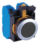 IDEC CW4B-A1E10B Industrial Pushbutton Switch, Flush Silhouette, CW, 22.3 mm, SPST-NO, Maintained, Flush, Black