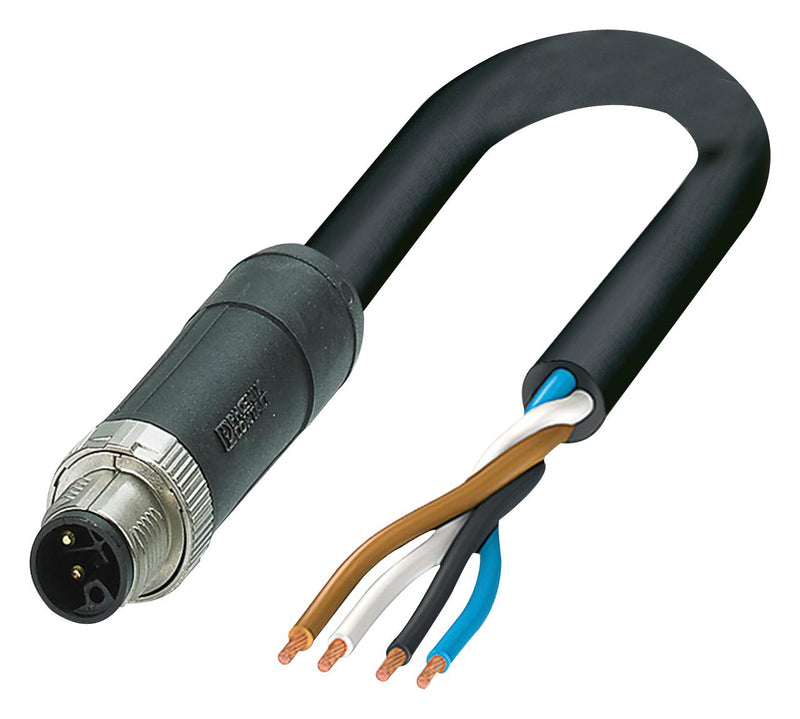 PHOENIX CONTACT 1425025 Power Cable, L Coding, M12 Plug, Free End, 4 Positions, 1.5 m, Power Supplies SAC-4P-M12MSL/ 1,5-105