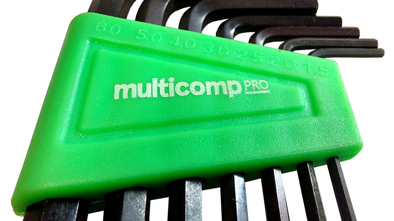 MULTICOMP PRO MP013782 Hex Key Set, 7 Pieces of 1.5/2/2.5/3/4/5/6mm Extra Long Ball End Keys