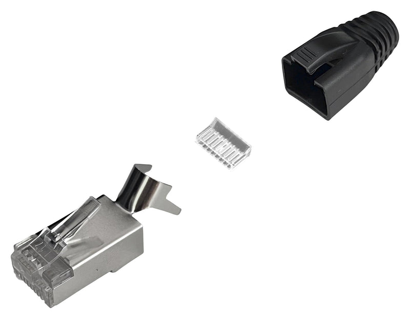MH CONNECTORS MHRJC6R1421 Modular Connector, w/Cable Clamp & Black Boot, RJ45 Plug, 1 x 1 (Port), 8P8C, Cat6, Cable Mount