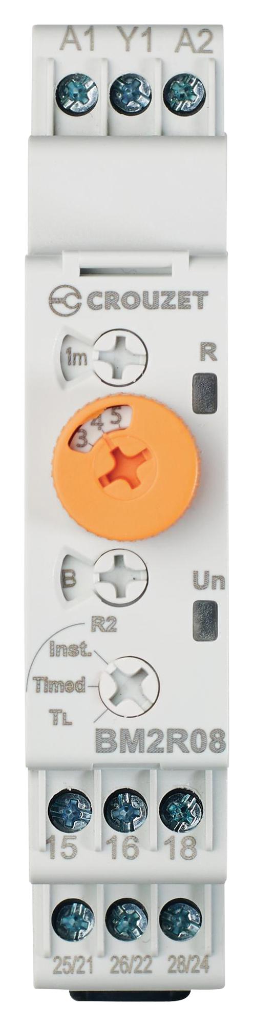CROUZET BM2R08MV1 Time Delay Relay, 0.5 s, 10 Days, Syrline, DPDT, 8 A