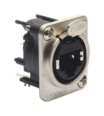 AMPHENOL AUDIO RJX8FD3VB Modular Connector, RJ45 Jack, 1 x 1 (Port), 8P8C, IP40, Panel PCB Mount