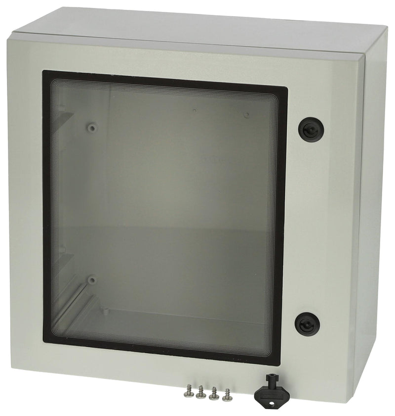 FIBOX ARCA 303021W NO MP Plastic Enclosure, 2-Point Lock, Cover w/Window, Multipurpose, Polycarbonate, 300 mm, 300 mm