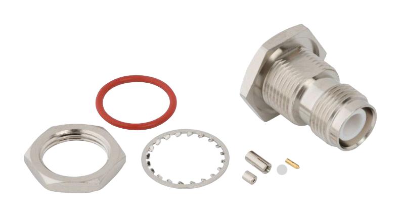 AMPHENOL RF 031-6972 RF / Coaxial Connector, TNC RP Coaxial, Straight Bulkhead Jack, Crimp, 50 ohm, 0.81mm Micro