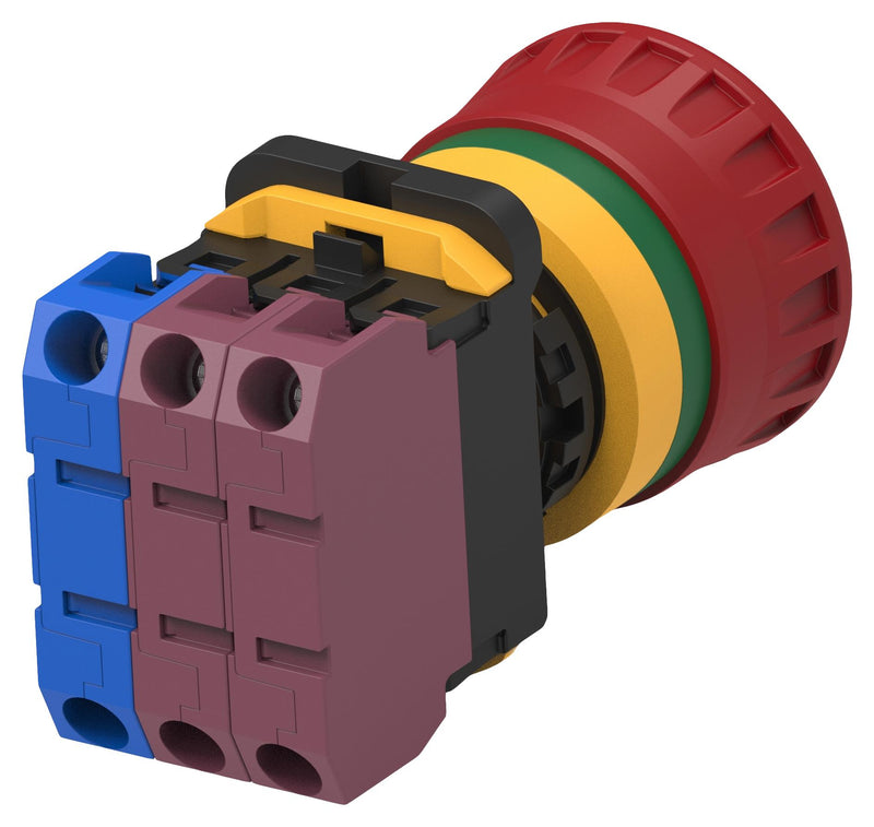 ALCOSWITCH - TE CONNECTIVITY PBES22N12R E-STOP SW, SPST-NO/DPST-NC, 10A, 24VAC