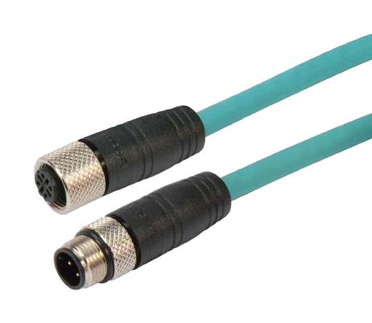 L-COM TRG502-T4T-5M SENSOR CORD, 4P M12 PLUG-RCPT, 16.4