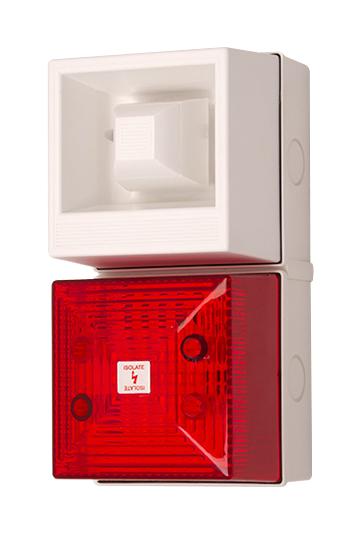 CLIFFORD AND SNELL 245231 Audio/Visual Signal Device, Flashing, Red, 108 dBA, 24 VDC, Cable, IP65, Yodalight YL40 Series