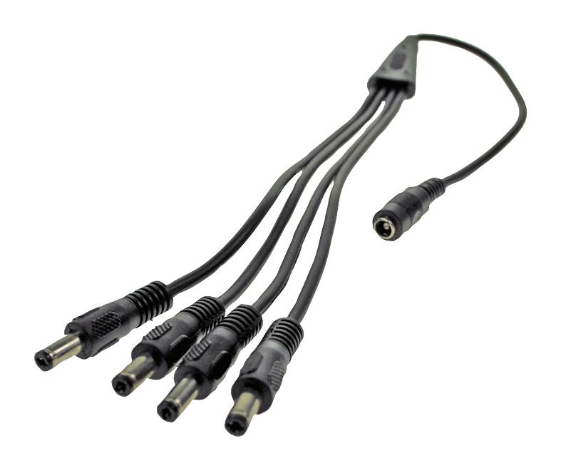 MULTICOMP PRO MP014089 Barrel Power Cord, DC Splitter, 4x 2.1mm DC Power Plug to 2.1mm DC Power Socket, 17.7 ", 450 mm