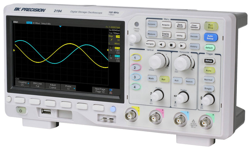 B&K PRECISION BK2194 Digital Oscilloscope, 4 Channel, 100 MHz, 1 GSPS, 14 Mpts, 3.5 ns
