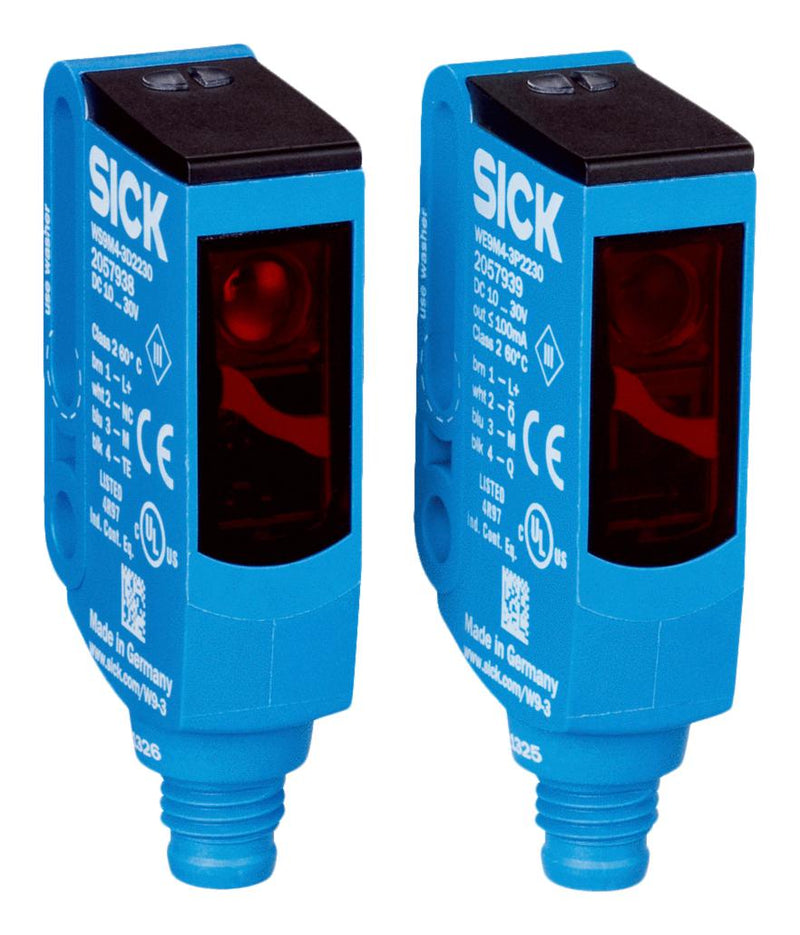 SICK WSE9M4-3P2230 Photo Sensor, 10 m, PNP, Through Beam, 10 to 30 VDC, 4 Pin M8 Connector, W9 Series