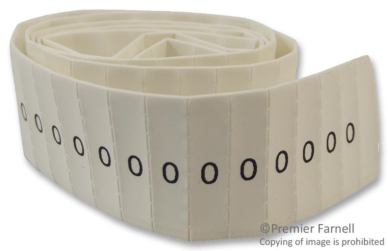 PRO POWER LHS12-4TW/0 Wire Marker, Pre Printed Heat Shrinkable Sleeve, 0, PO (Polyolefin), White, 5mm x 20mm, 12 mm