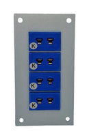 LABFACILITY JM-K-FF + FMP-4 Thermocouple Connector, 45 x 85mm Panel, Miniature, K, Socket, 4Way, Blue, JIS, Fascia Mount