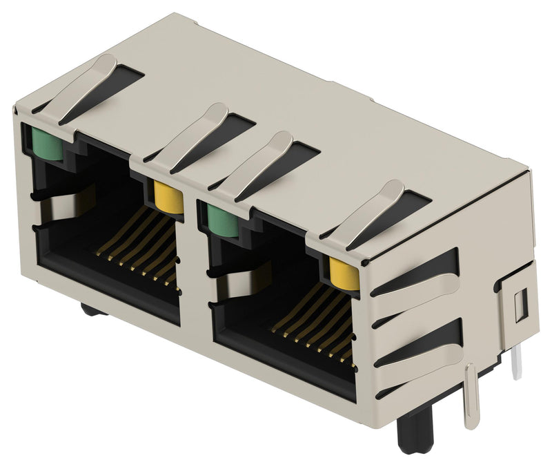 TE CONNECTIVITY 2501552-4 Modular Connector, RJ45 Jack, 1 x 2 (Ganged), 8P8C, Cat5, Through Hole Mount