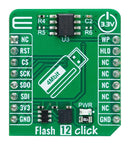 MIKROELEKTRONIKA MIKROE-6036 Add-On Board, Flash 12 Click, AT25EU0041A, Serial Flash Memory, QSPI, SPI, 3.3V