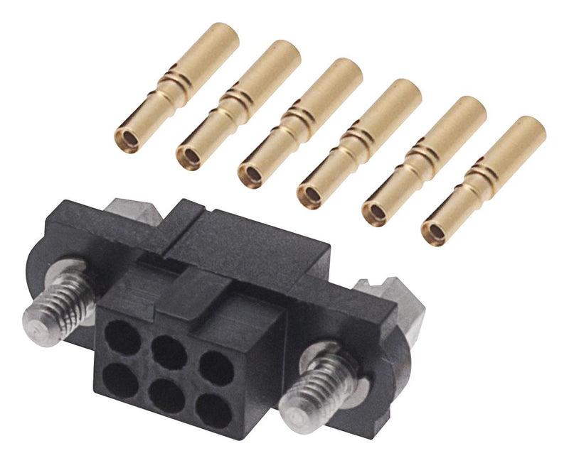 Harwin M80-4610605 M80-4610605 Rectangular Connector Jackscrews Datamate J-Tek M80 6 Contacts Receptacle 2 mm Crimp Row