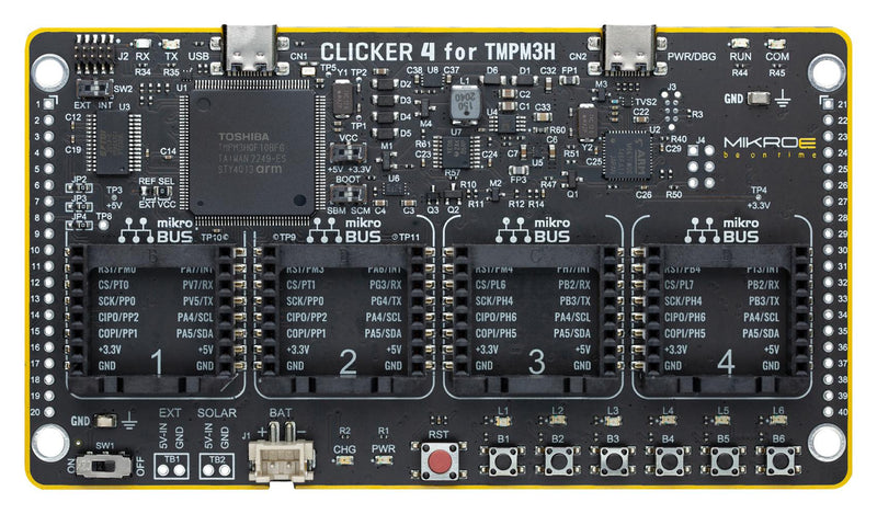 MIKROELEKTRONIKA MIKROE-5788 Development Bord, Clicker 4, TMPM3HQF10BFG, TXZ+, , 32bit, ARM Cortex-M3