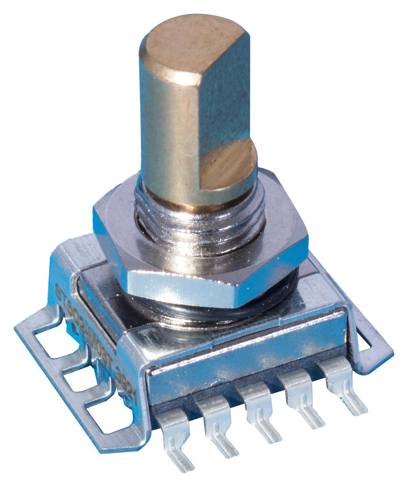 ELMA E33-ST652-M03T Rotary Encoder, Mechanical, Incremental, 16 PPR, 16 Detents, Vertical, With Push Switch