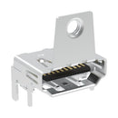 AMPHENOL COMMUNICATIONS SOLUTIONS G45AA1912110B1EU HDMI Connector, w/ Flange Screw Lock, 19 Contacts, Receptacle, PCB Mount, Surface Mount Right Angle