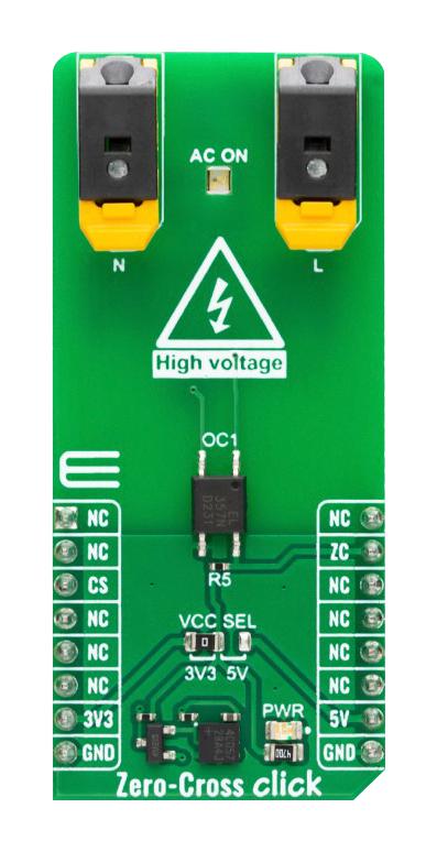 MIKROELEKTRONIKA MIKROE-5760 Add-On Board, Zero-Cross Click, 3.3V / 5V, MikroBUS Compatible Development Boards