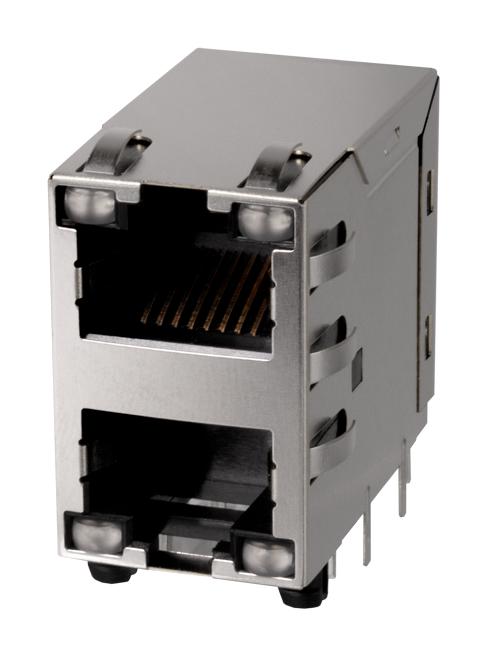 STEWART CONNECTOR SS-74500-043 Modular Connector, RJ45 Jack, 2 x 1 (Stacked), 8P8C, Through Hole Mount