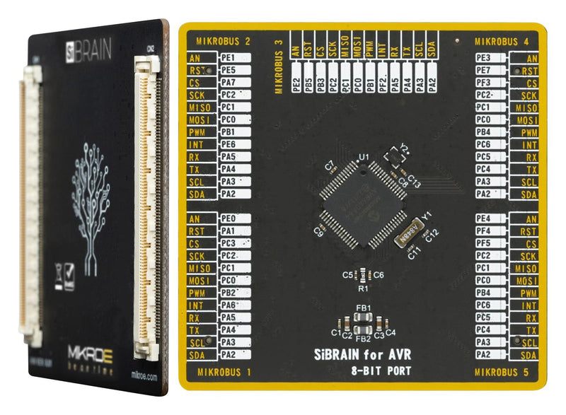 MIKROELEKTRONIKA MIKROE-5836 Add-On Board, Sibrain Microcontroller, AVR64DA64, AVR, 3.3V Supply