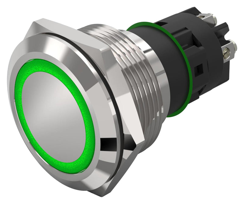 EAO 82-6552.2134 Vandal Resistant Switch, 82 Series, 22 mm, SPDT, Maintained, Round Flat Flush, Natural