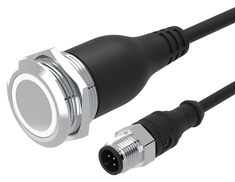EAO 82-665A.2154 Vandal Resistant Switch, Ring Illuminated, 24V LED, 82 Series, 22 mm, SPDT, Maintained