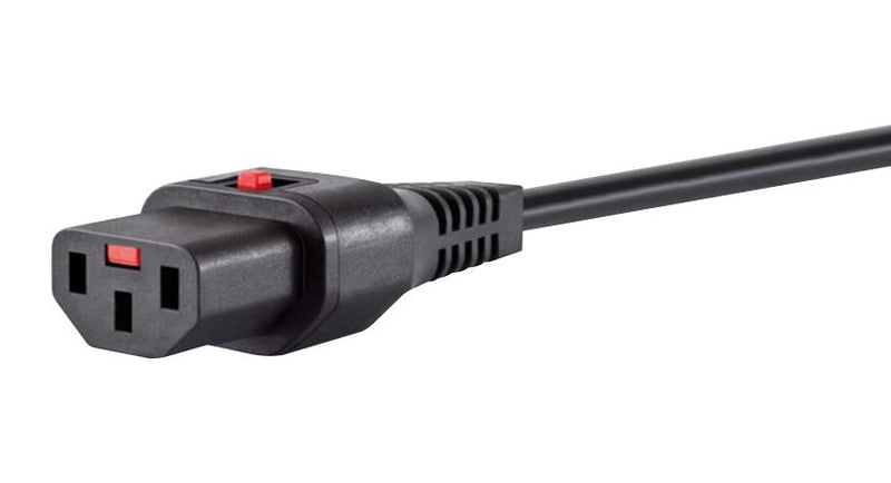 SCHAFFNER - TE CONNECTIVITY IL13-C14-H05-3100-100 Mains Power Cord, w/ Locking System, IEC 60320 C14 to IEC 60320 C13, 1 m, 10 A, 250 VAC, Black