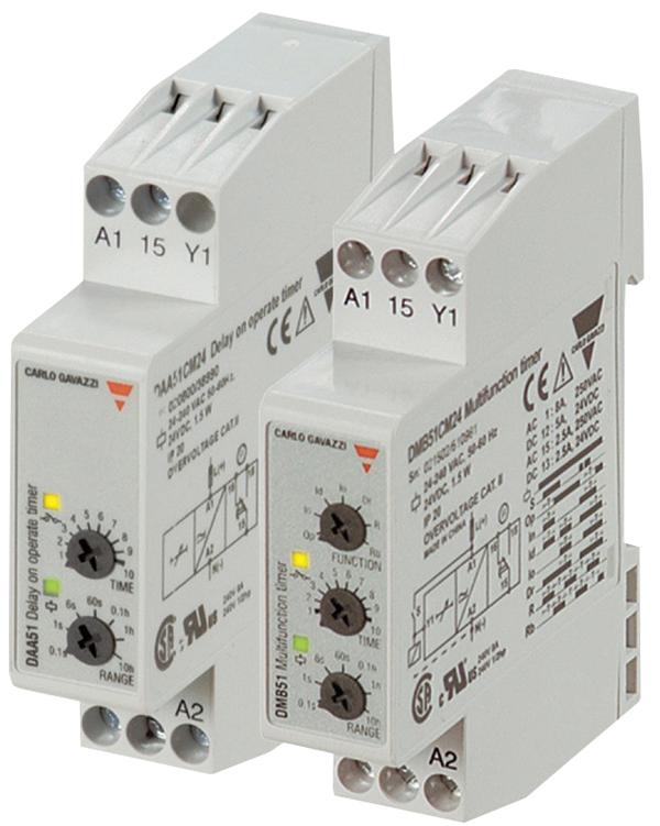 CARLO GAVAZZI DCB51CM24 Analogue Timer, DCB51 Series, Asymmetrical Recycling, 0.1 s, 100 h, 7 Ranges, 1 Changeover Relay