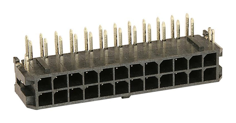 MOLEX 43045-2421 Pin Header, Wire-to-Board, 3 mm, 2 Rows, 24 Contacts, Through Hole Right Angle