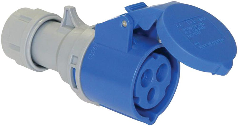 PCE 213-6 Pin & Sleeve Connector, 16 A, 230 V, Cable Mount, Socket, 2P+E, Blue