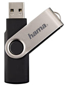 HAMA 90891 Rotate USB 2.0 Flash Drive, 8GB 10 MB/s, Black/Silver