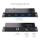 STARTECH 5G4AINDNP-USB-A-HUB Hub, 4-Port Industrial USB 3.0 5Gbps Hub, Rugged USB-A Expansion Hub, Mountable